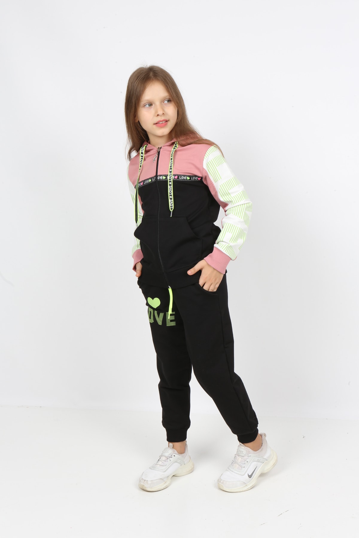 طقم بدلة رياضية بسحاب للفتيات من I&k Şımarık Kids