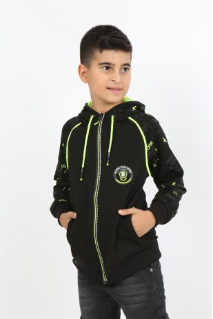 سويت شيرت بغطاء رأس بسحاب للأولاد مع جيوب