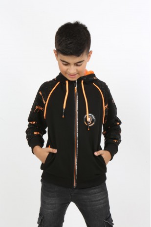 سويت شيرت بغطاء رأس بسحاب للأولاد مع جيوب