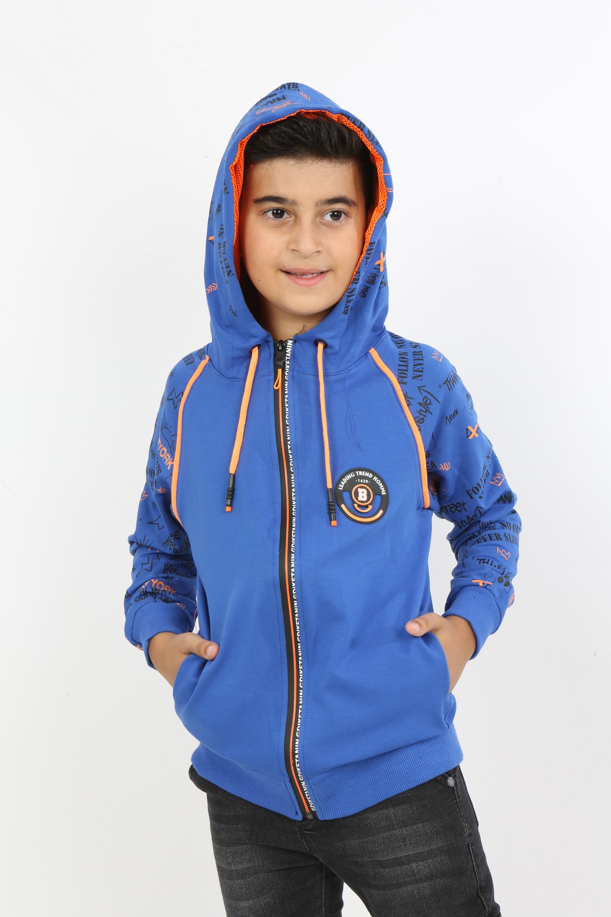 Erkek Çocuk Fermuarlı Kapüşonlu Cepli Sweatshirt