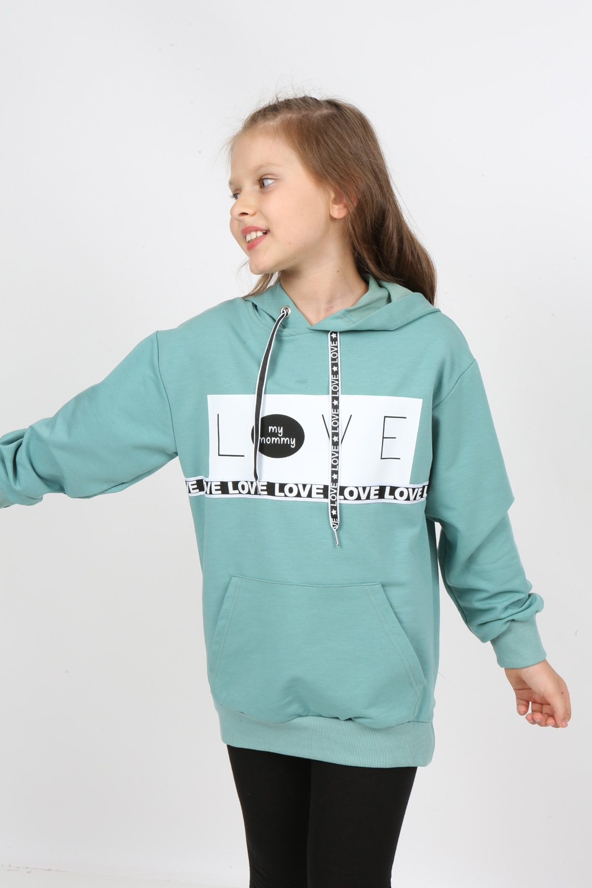 Kız Çocuk Kapüşonlu Cepli Sweatshirt