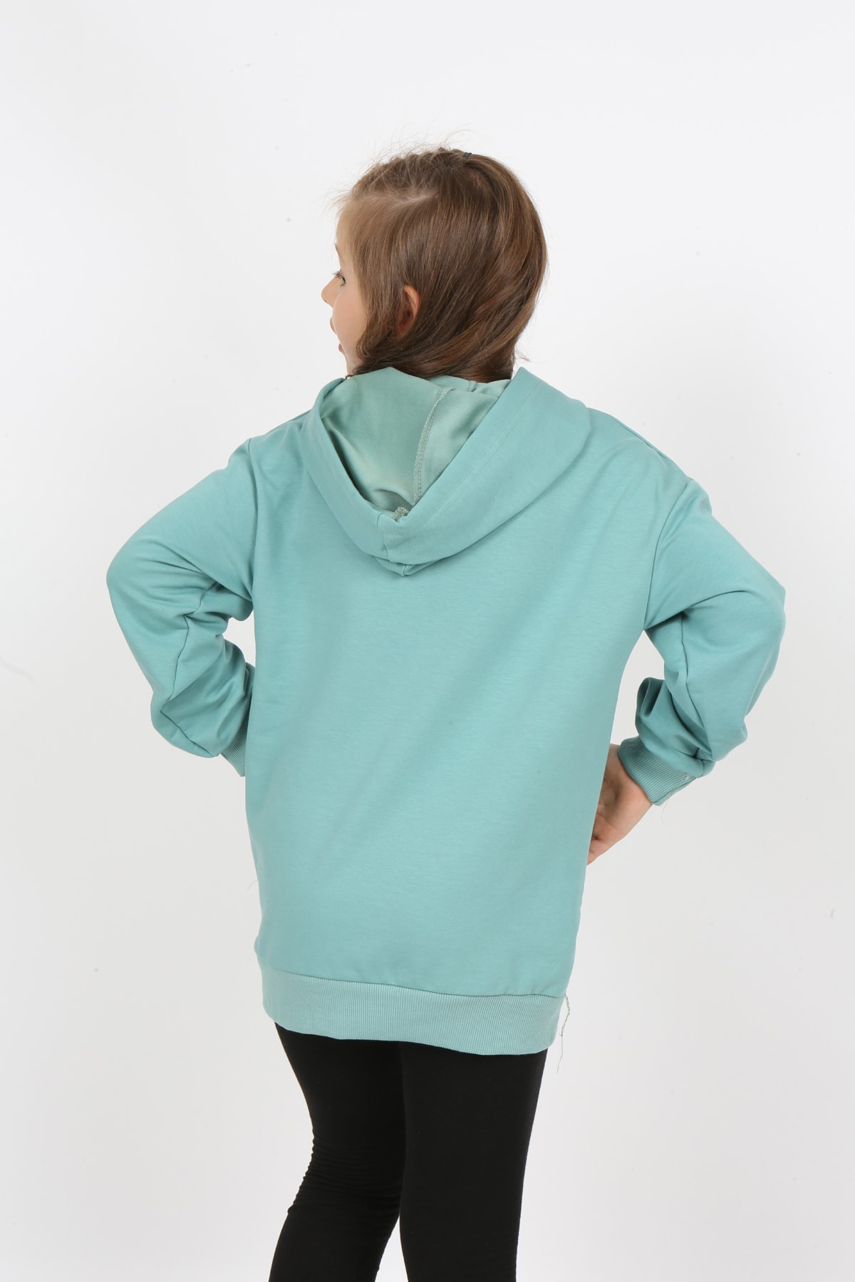 Kız Çocuk Kapüşonlu Cepli Sweatshirt