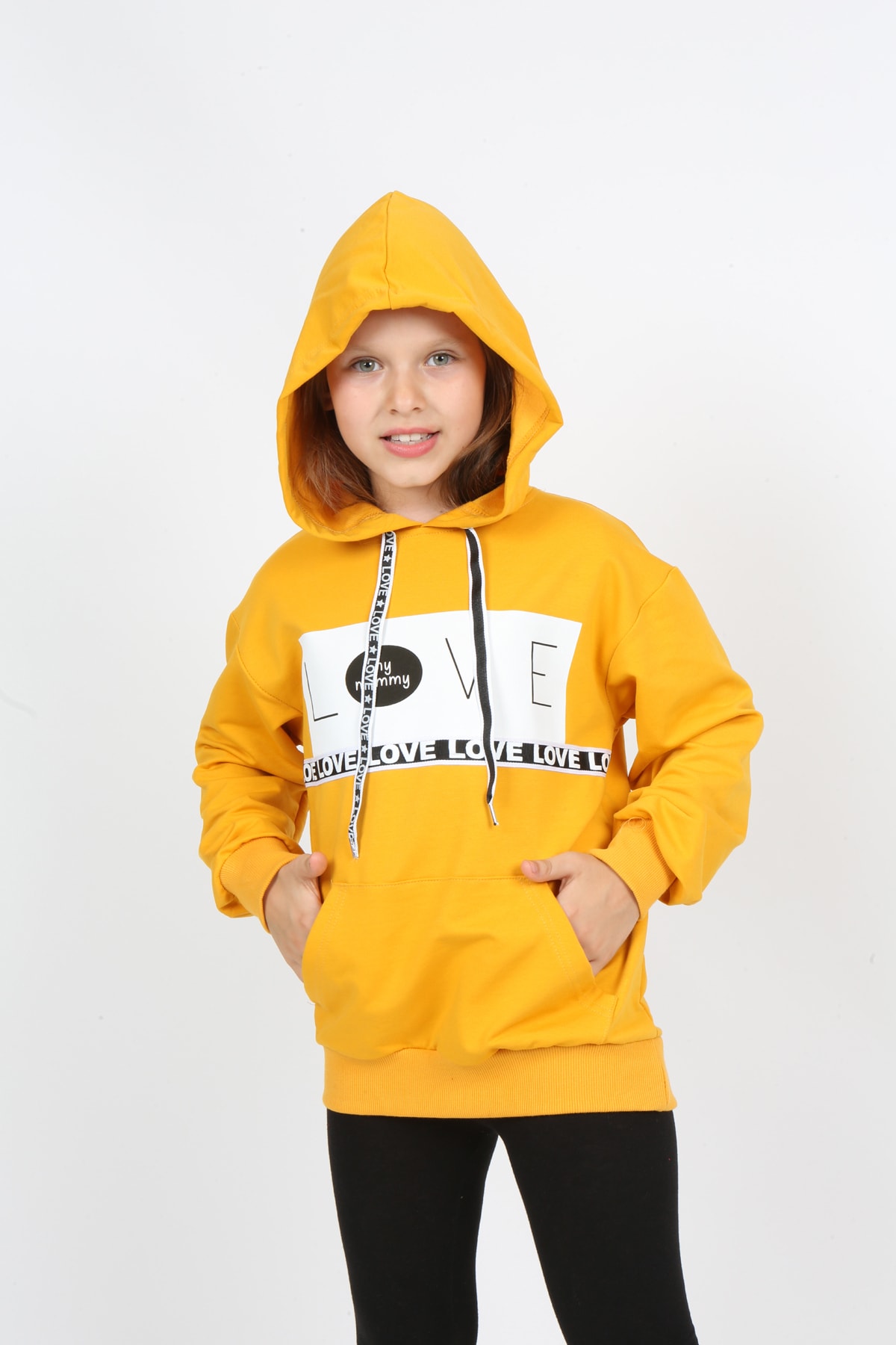 Kız Çocuk Kapüşonlu Cepli Sweatshirt