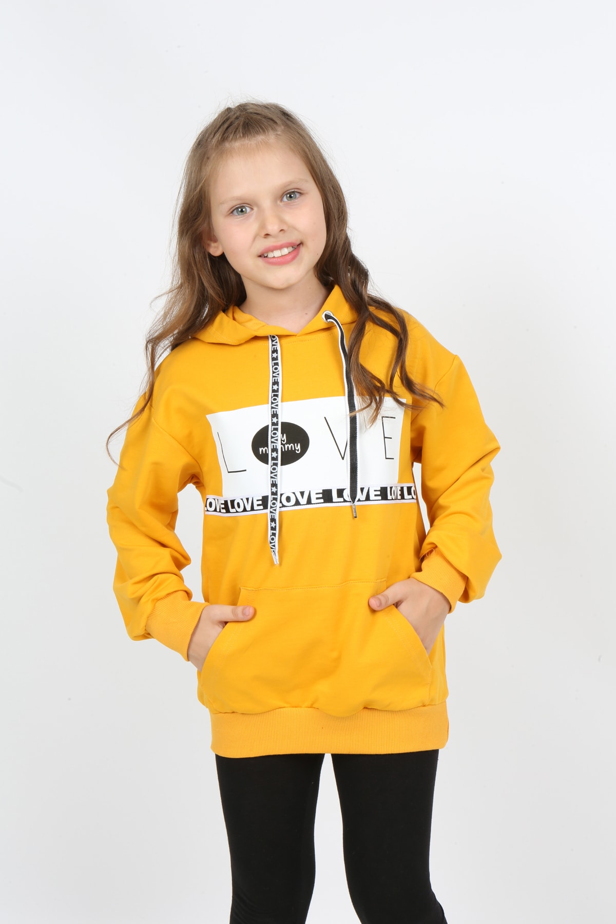 Kız Çocuk Kapüşonlu Cepli Sweatshirt