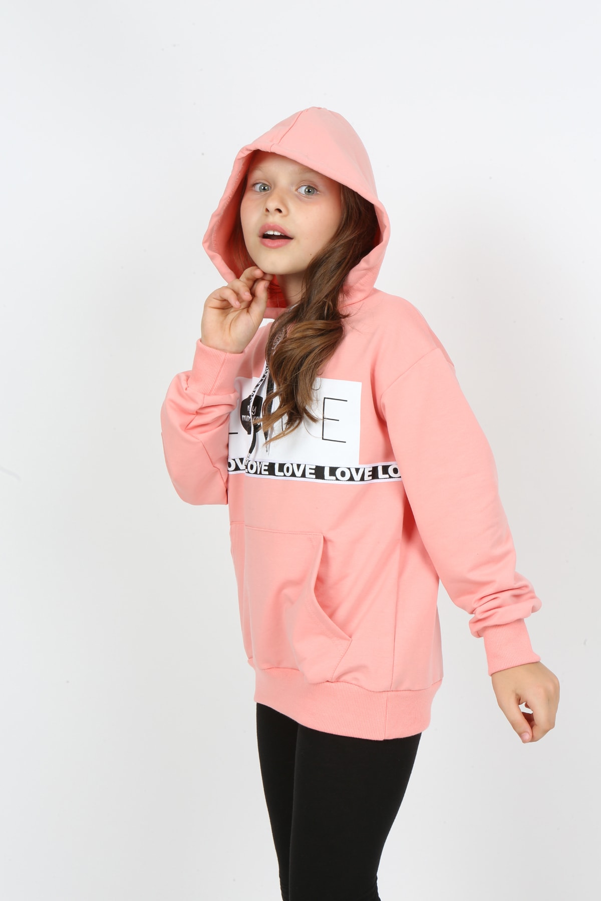 Kız Çocuk Kapüşonlu Cepli Sweatshirt