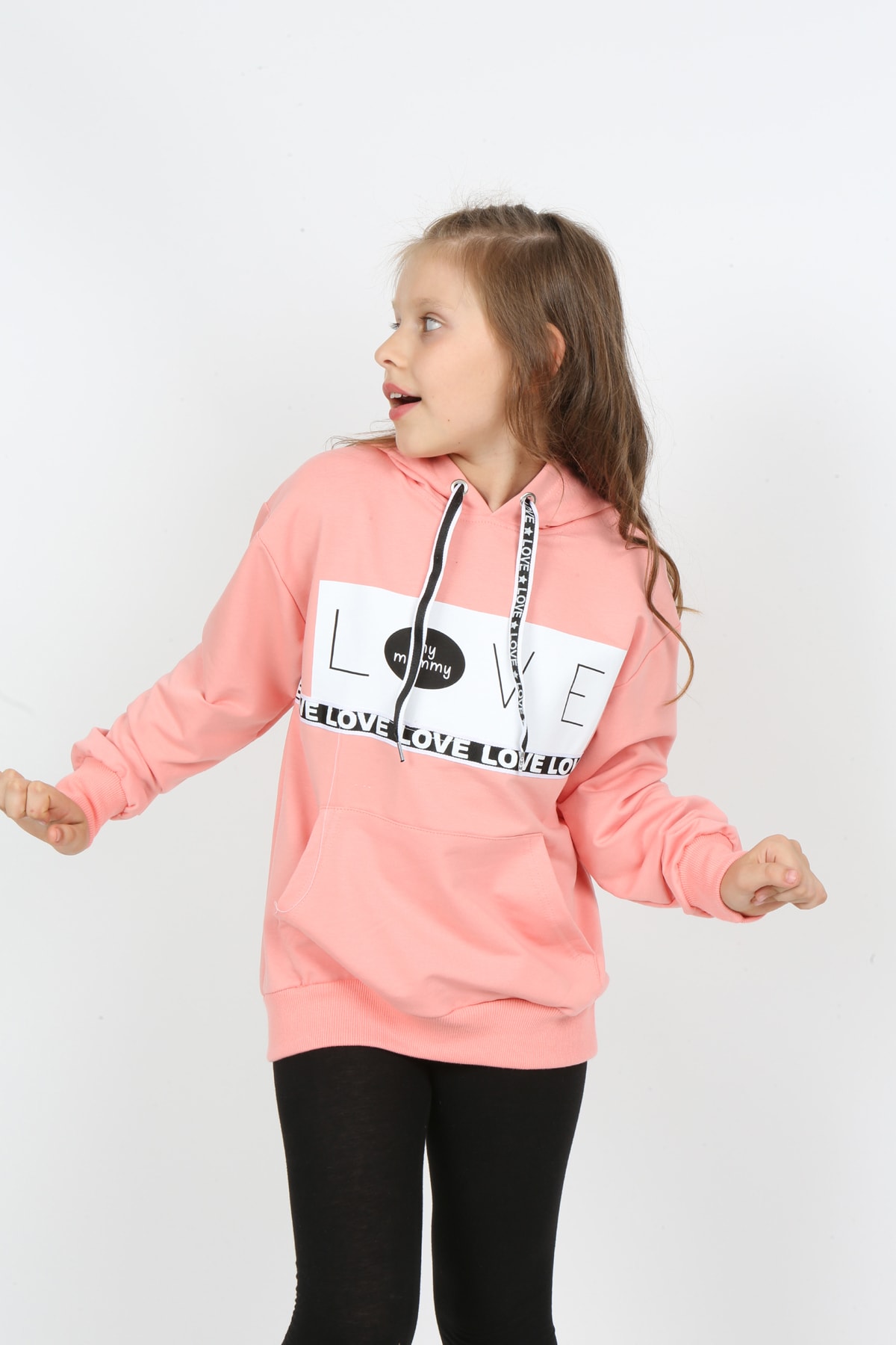 Kız Çocuk Kapüşonlu Cepli Sweatshirt