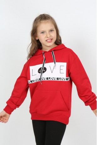 سترة بجيب بغطاء رأس للفتيات