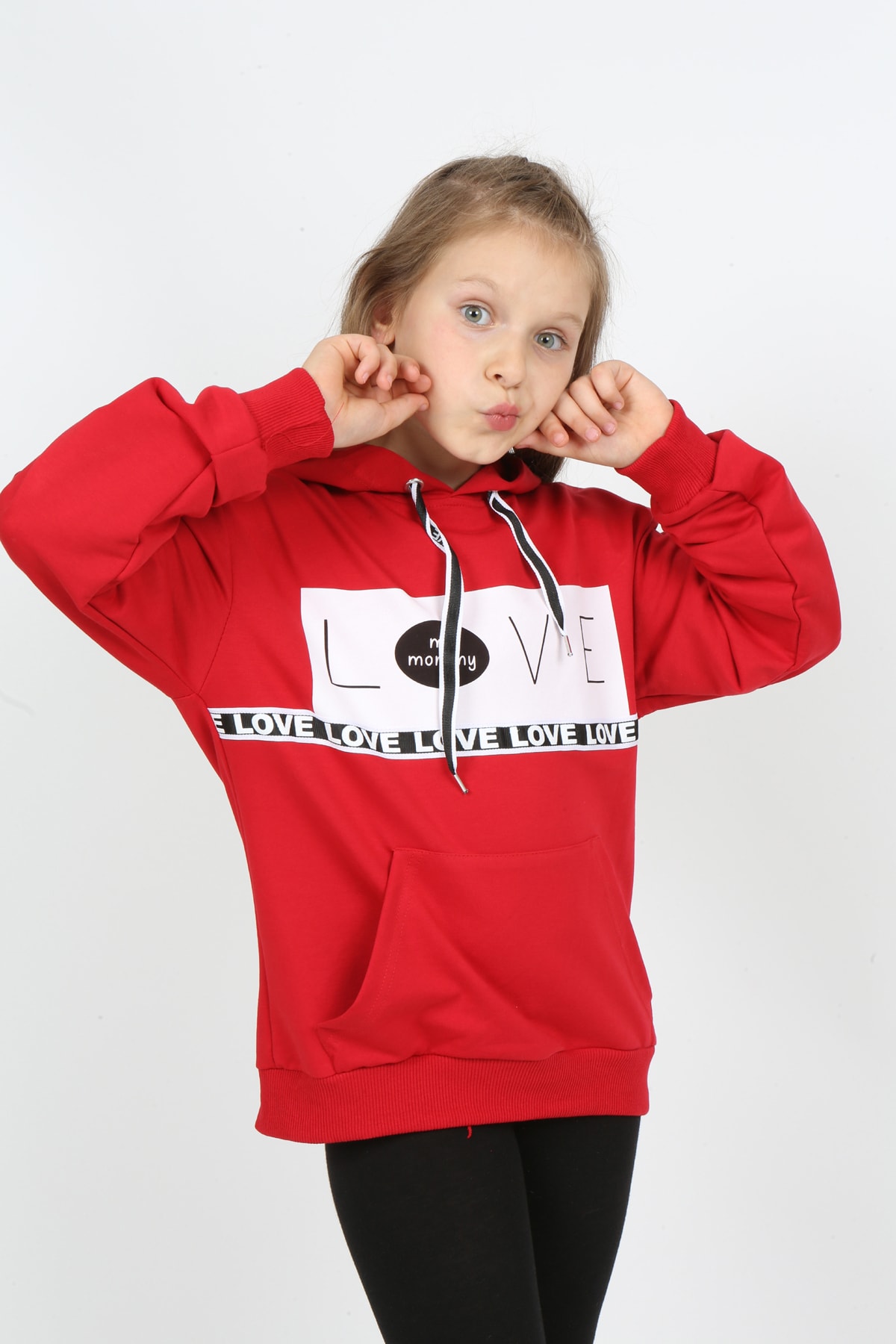Kız Çocuk Kapüşonlu Cepli Sweatshirt