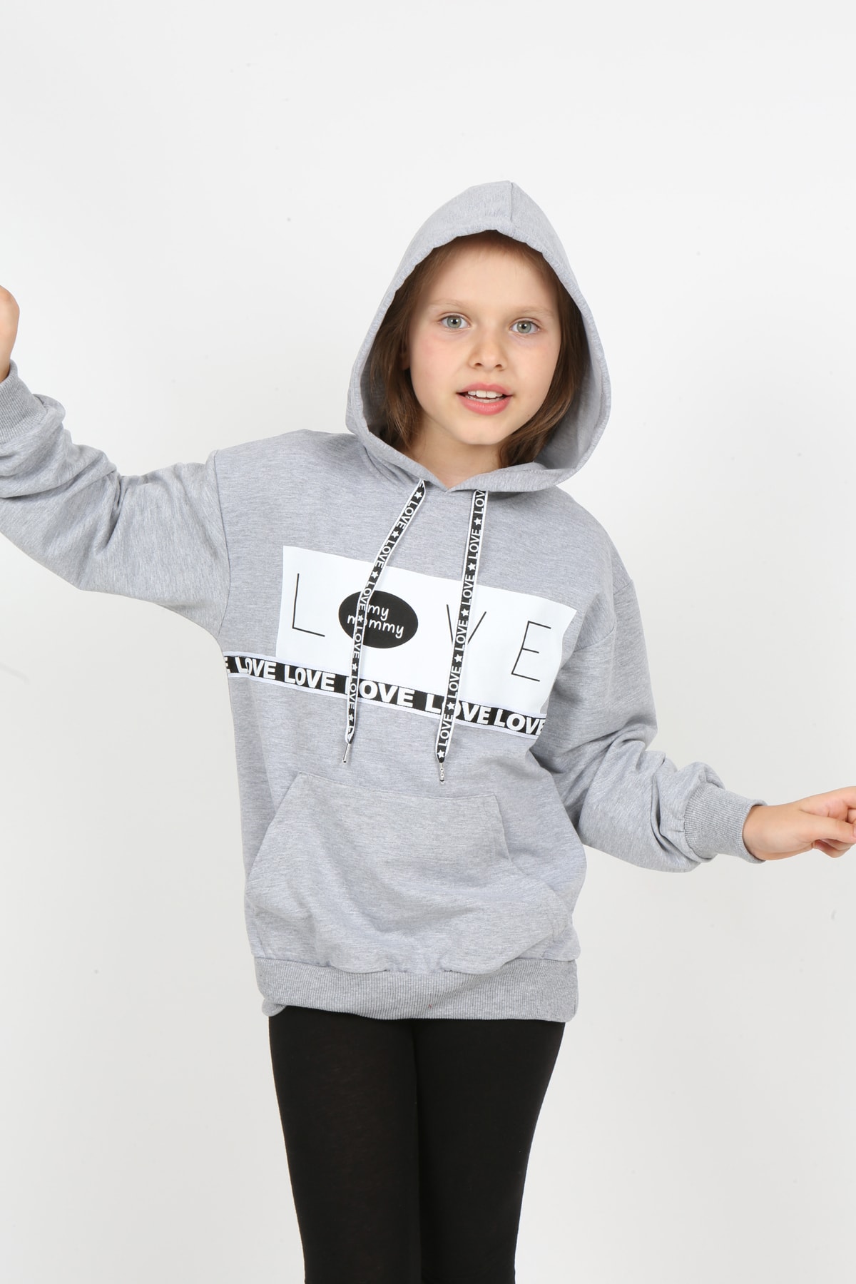Kız Çocuk Kapüşonlu Cepli Sweatshirt
