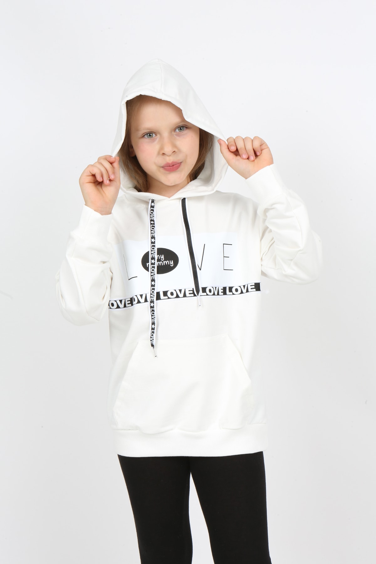 Kız Çocuk Kapüşonlu Cepli Sweatshirt
