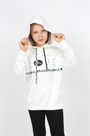 Толстовка с карманом и капюшоном для девочек