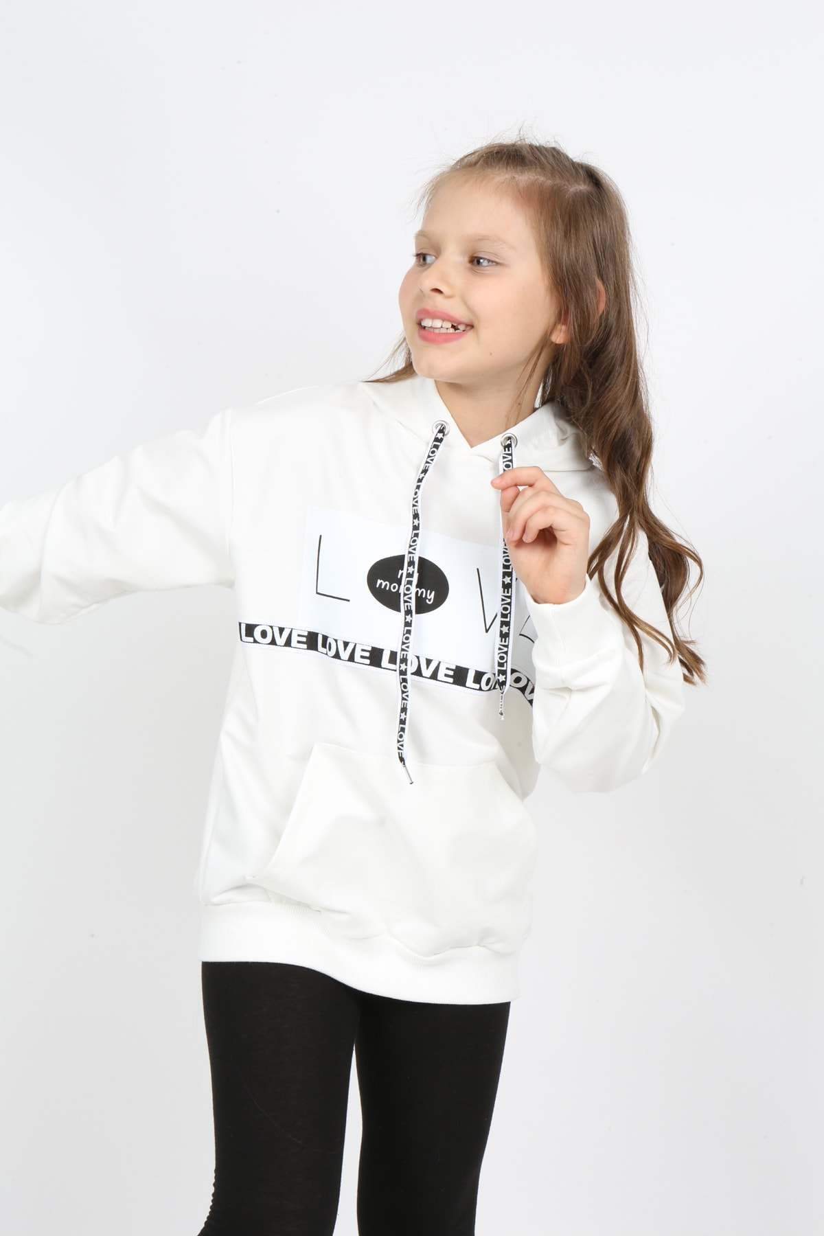 Kız Çocuk Kapüşonlu Cepli Sweatshirt