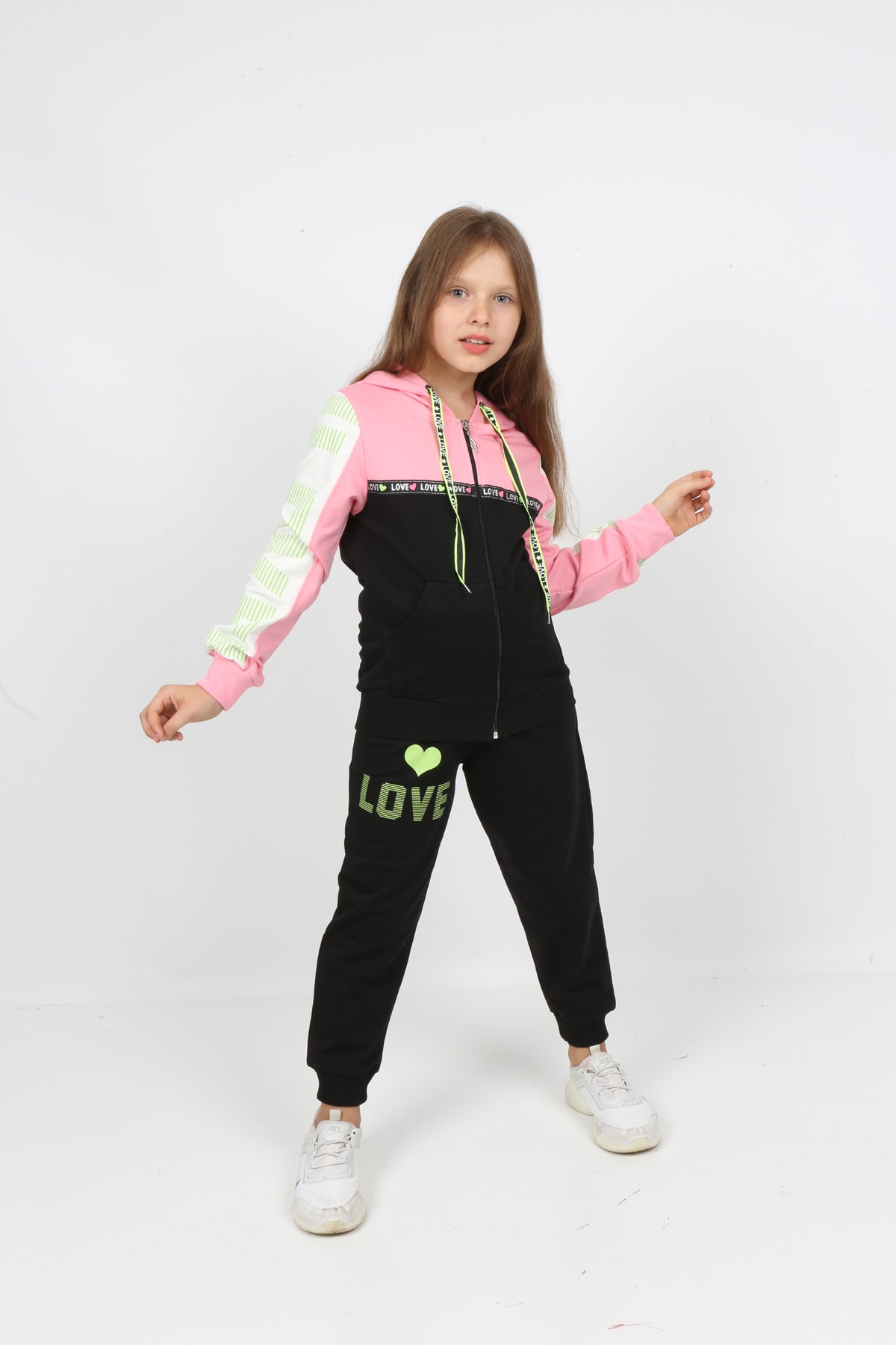 طقم بدلة رياضية بغطاء للرأس وسحاب للأطفال من I&k Şımarık Kids