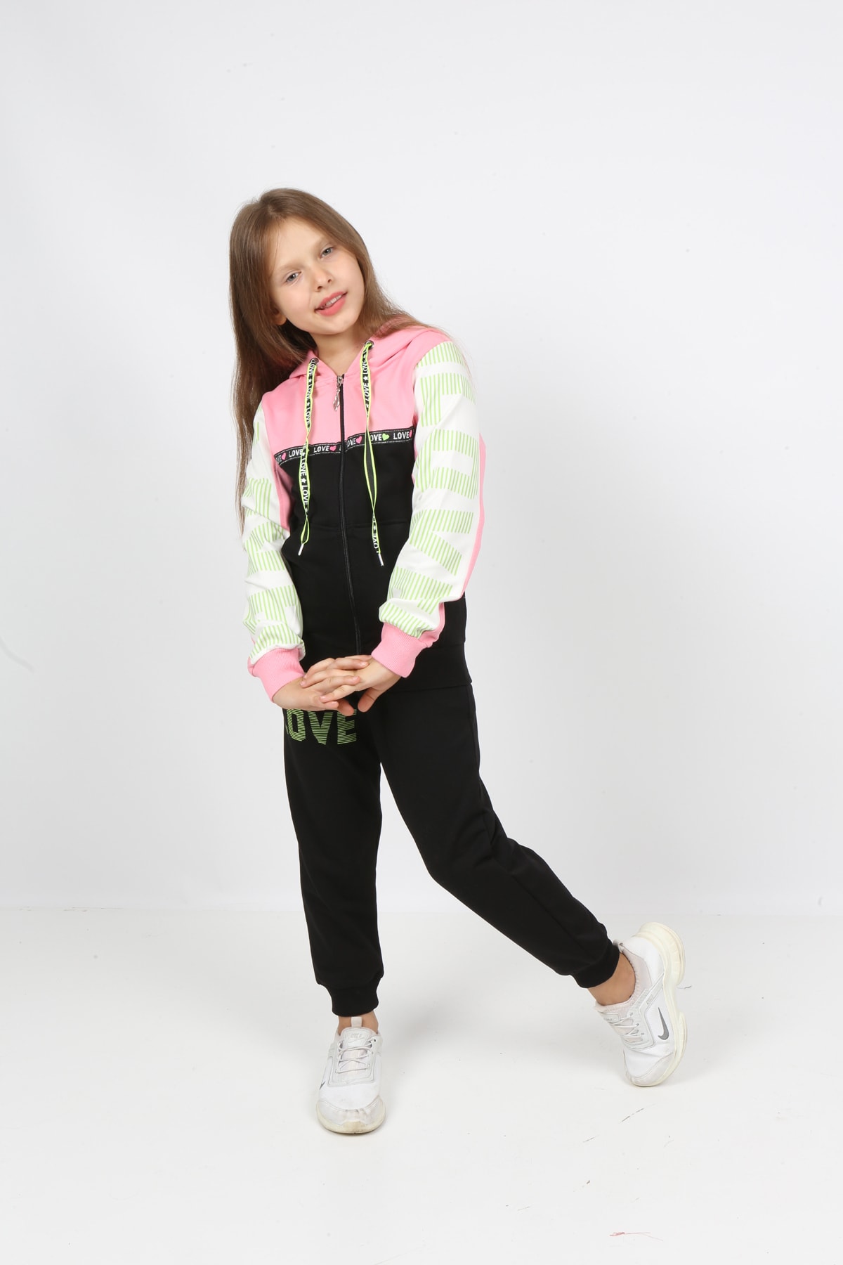 طقم بدلة رياضية بغطاء للرأس وسحاب للأطفال من I&k Şımarık Kids
