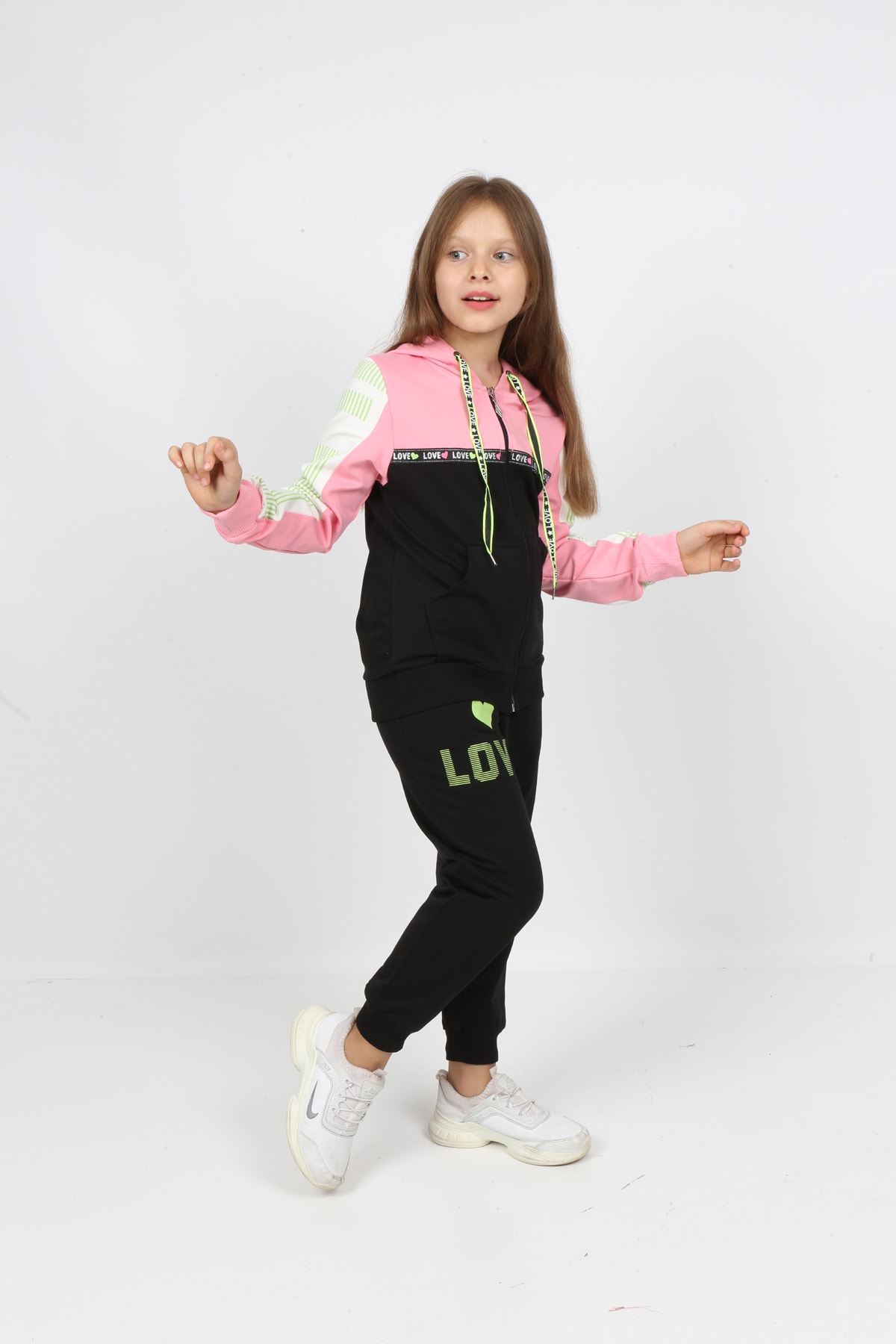 طقم بدلة رياضية بغطاء للرأس وسحاب للأطفال من I&k Şımarık Kids