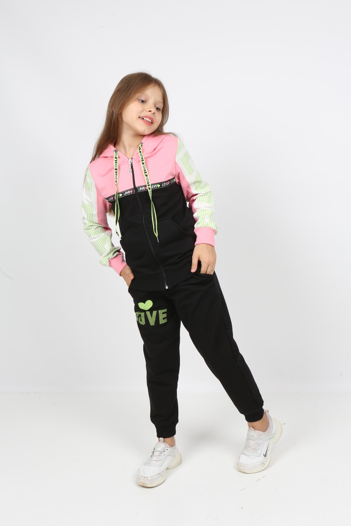 طقم بدلة رياضية بغطاء للرأس وسحاب للأطفال من I&k Şımarık Kids