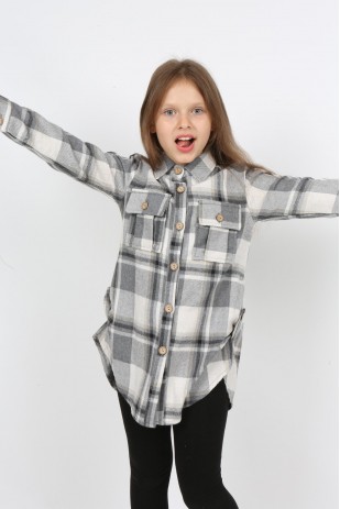 قميص حطاب مزدوج الجيب للفتيات