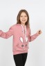 Kız Çocuk Kapüşonlu Cepli Tavşan Baskılı Sweatshirt