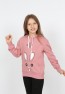 Kız Çocuk Kapüşonlu Cepli Tavşan Baskılı Sweatshirt
