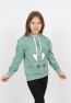 Kız Çocuk Kapüşonlu Cepli Tavşan Baskılı Sweatshirt