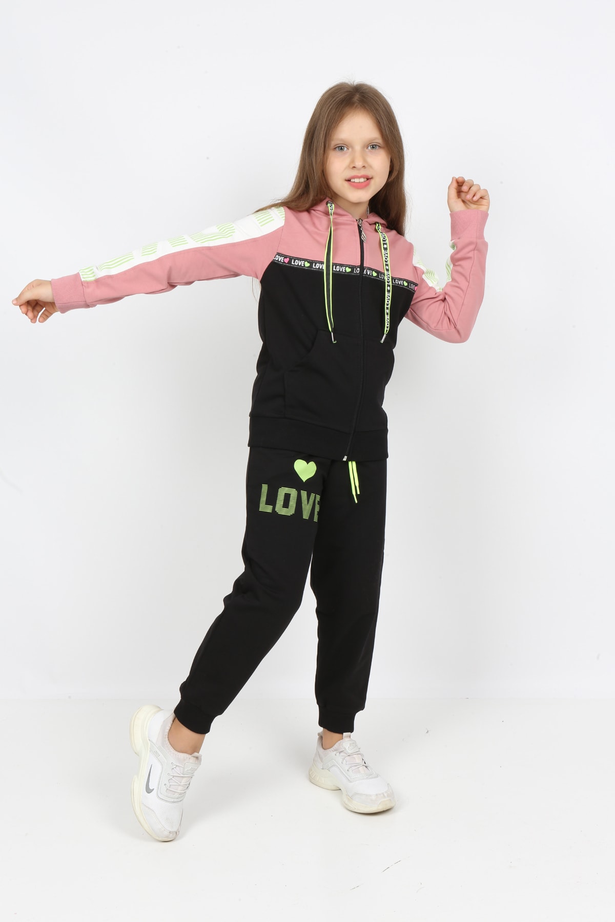 طقم بدلة رياضية بسحاب للفتيات من I&k Şımarık Kids