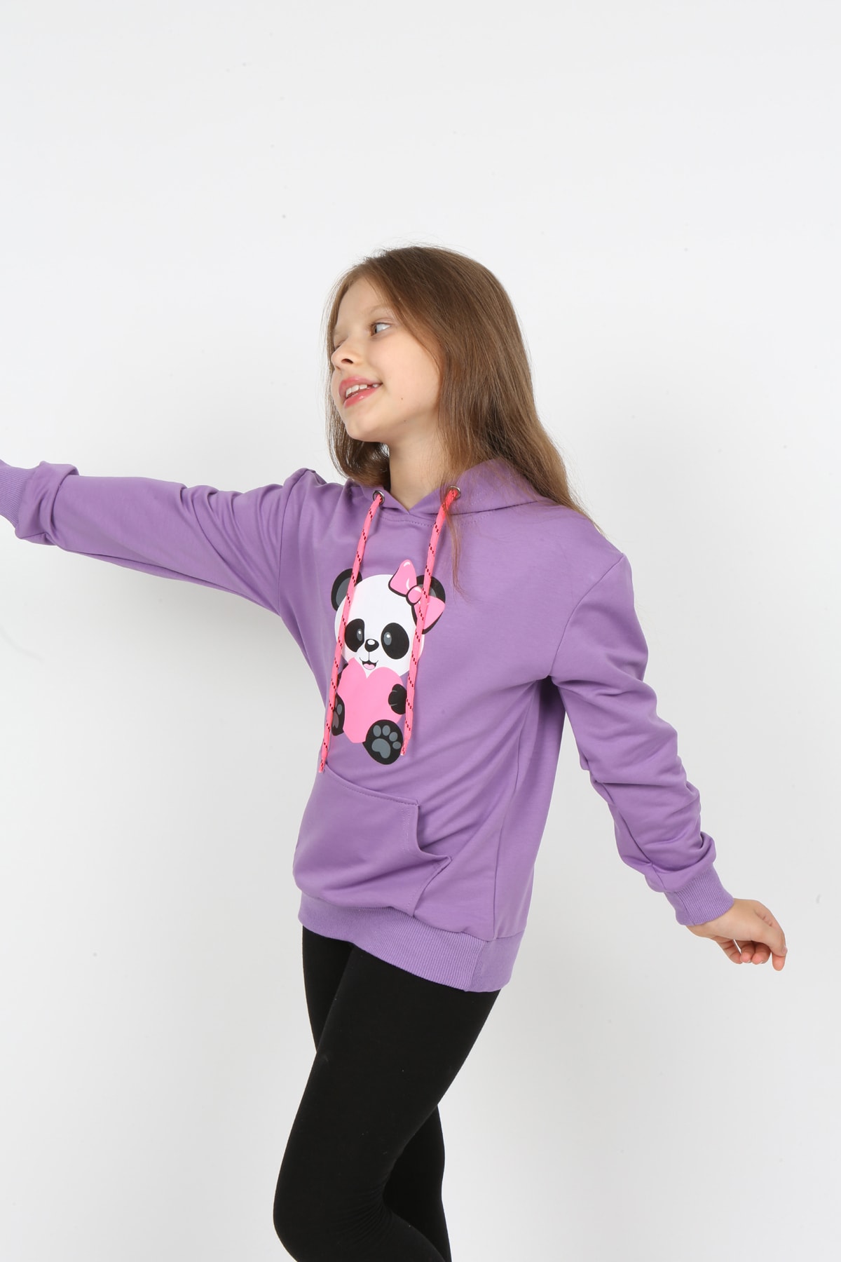 سويت شيرت مطبوع عليه دب تيدي بجيب للفتيات من I&k Şımarık Kids