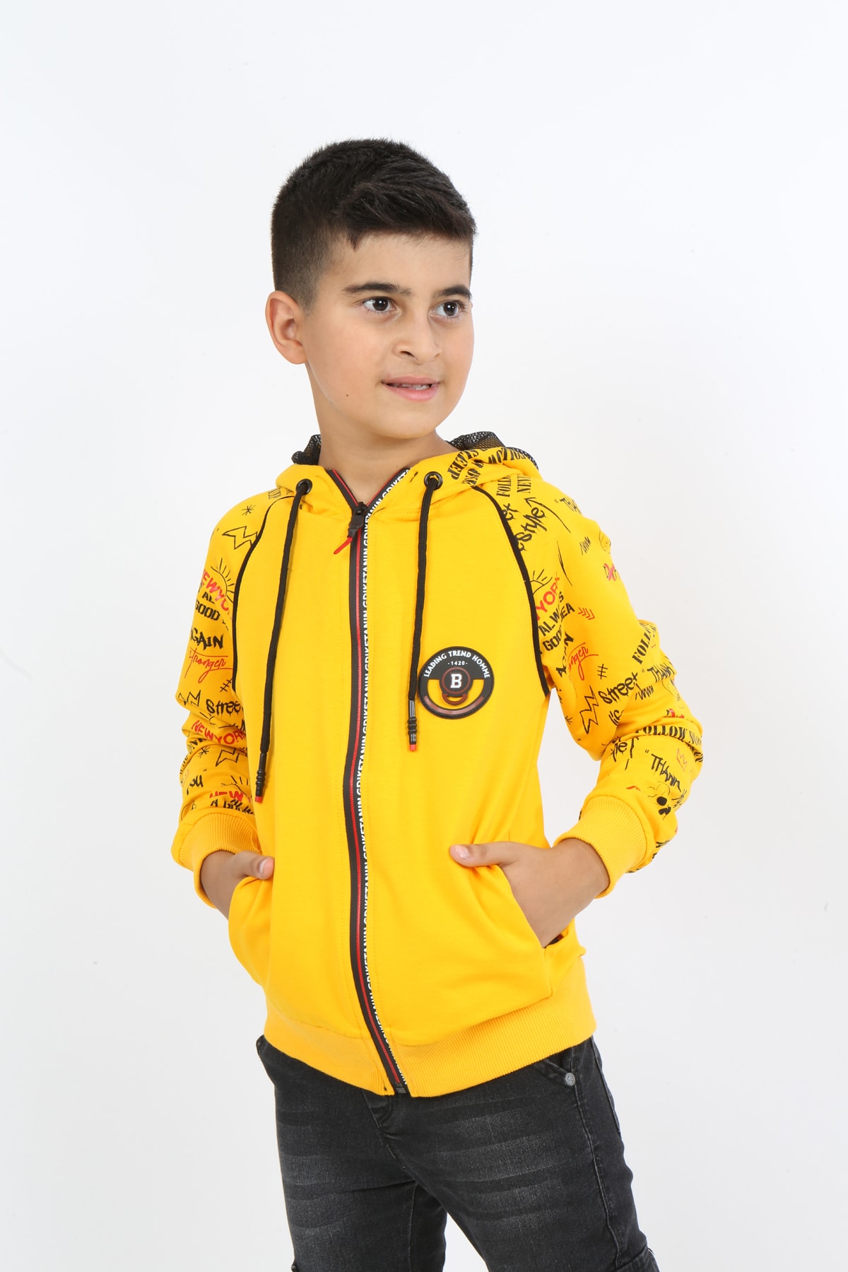 Erkek Çocuk Fermuarlı Kapüşonlu Cepli Sweatshirt
