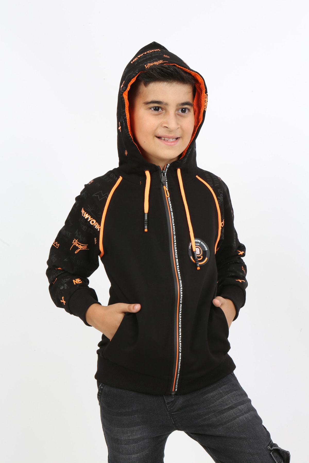 Erkek Çocuk Fermuarlı Kapüşonlu Cepli Sweatshirt