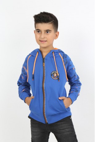 سويت شيرت بغطاء رأس بسحاب للأولاد مع جيوب