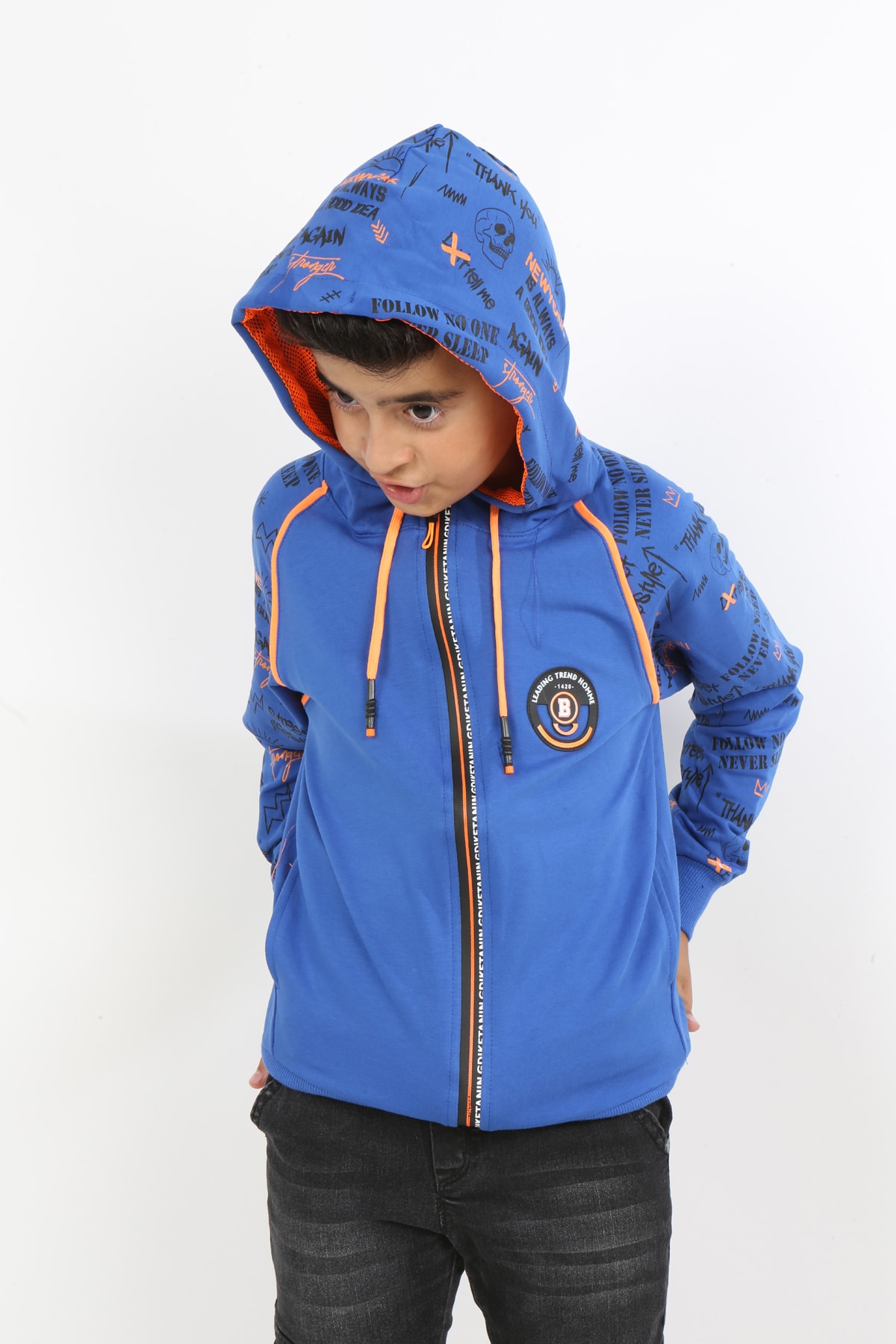 Erkek Çocuk Fermuarlı Kapüşonlu Cepli Sweatshirt