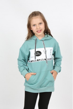Толстовка с карманом и капюшоном для девочек