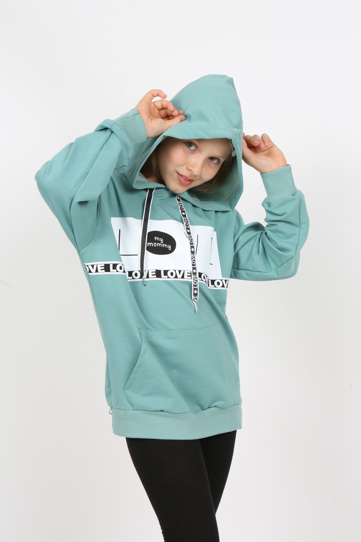 Kız Çocuk Kapüşonlu Cepli Sweatshirt