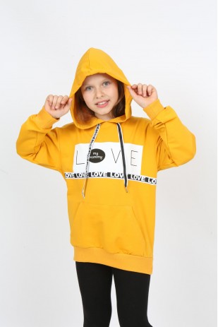 Толстовка с карманом и капюшоном для девочек