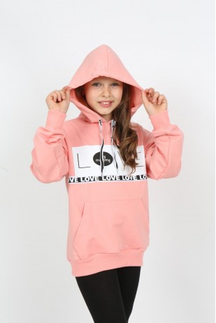 Толстовка с карманом и капюшоном для девочек