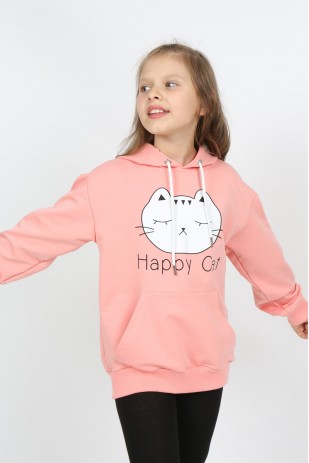 Толстовка с капюшоном и карманом для девочек
