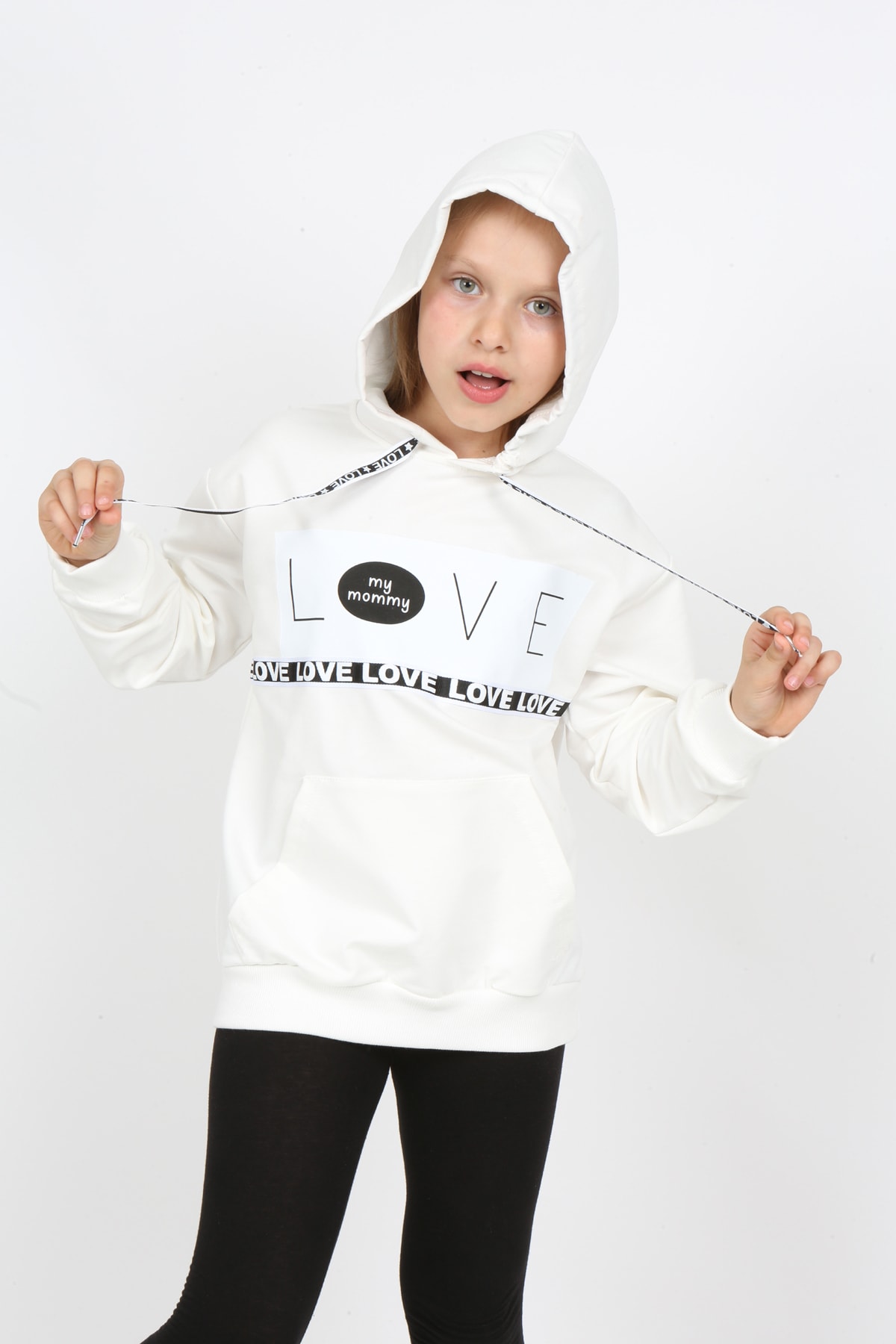 Kız Çocuk Kapüşonlu Cepli Sweatshirt