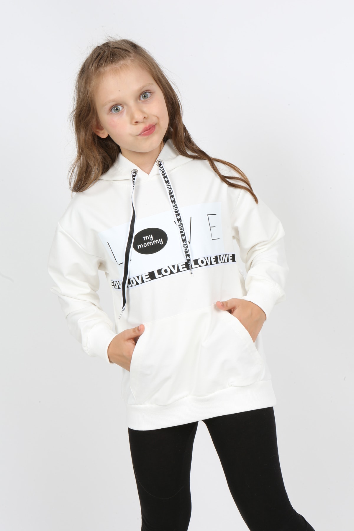 Kız Çocuk Kapüşonlu Cepli Sweatshirt