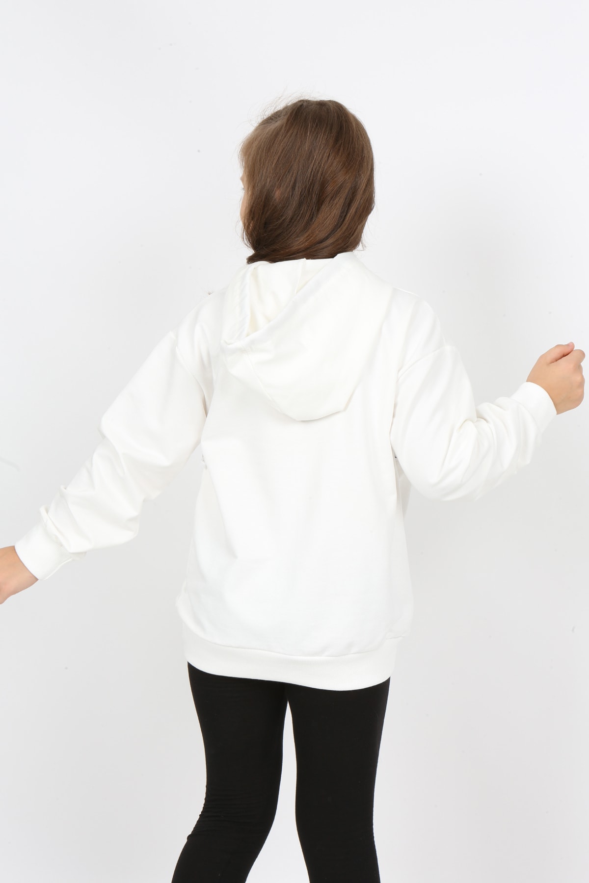 Kız Çocuk Kapüşonlu Cepli Sweatshirt