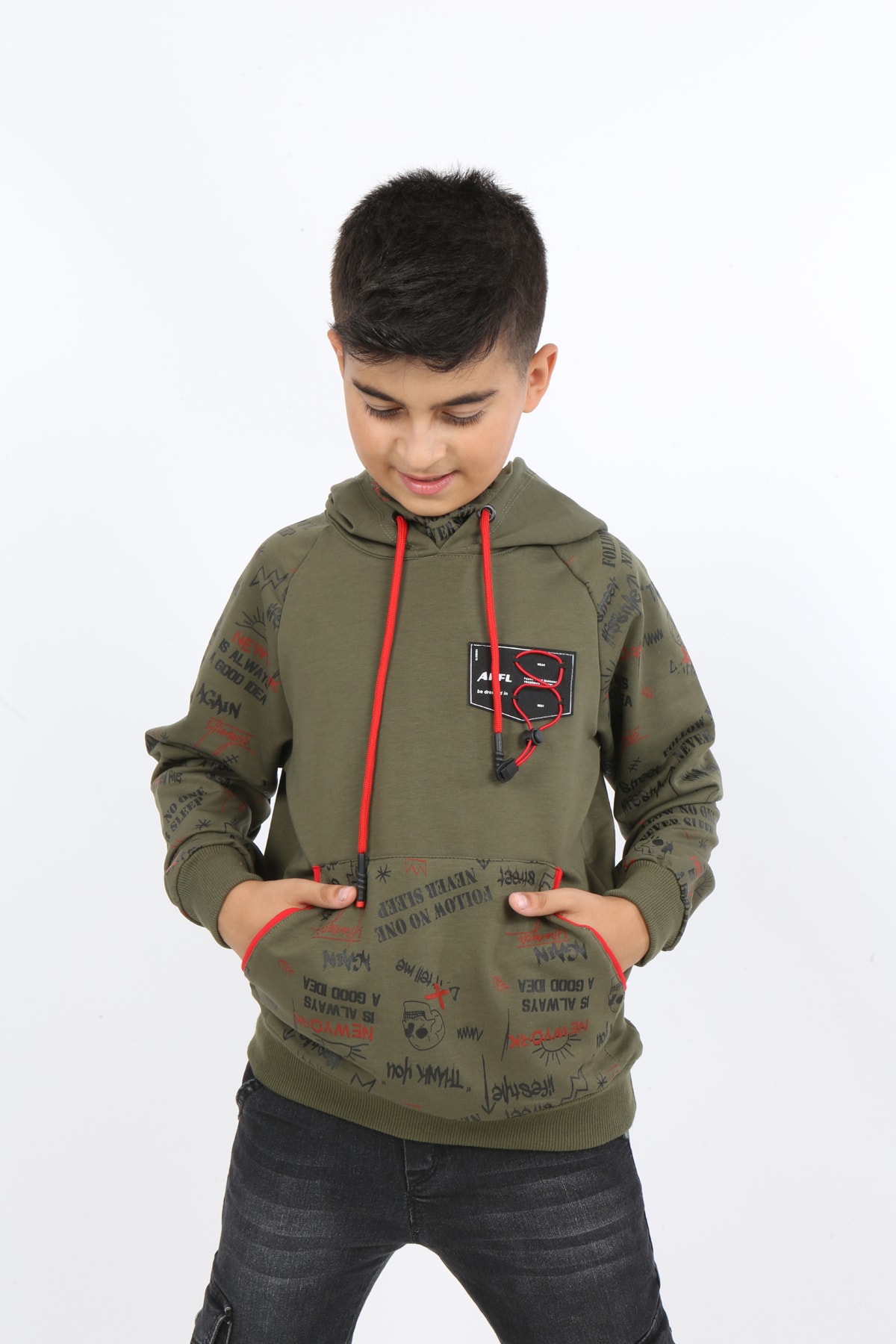 Boys Masked Hooded Sweatshirt with Pocket