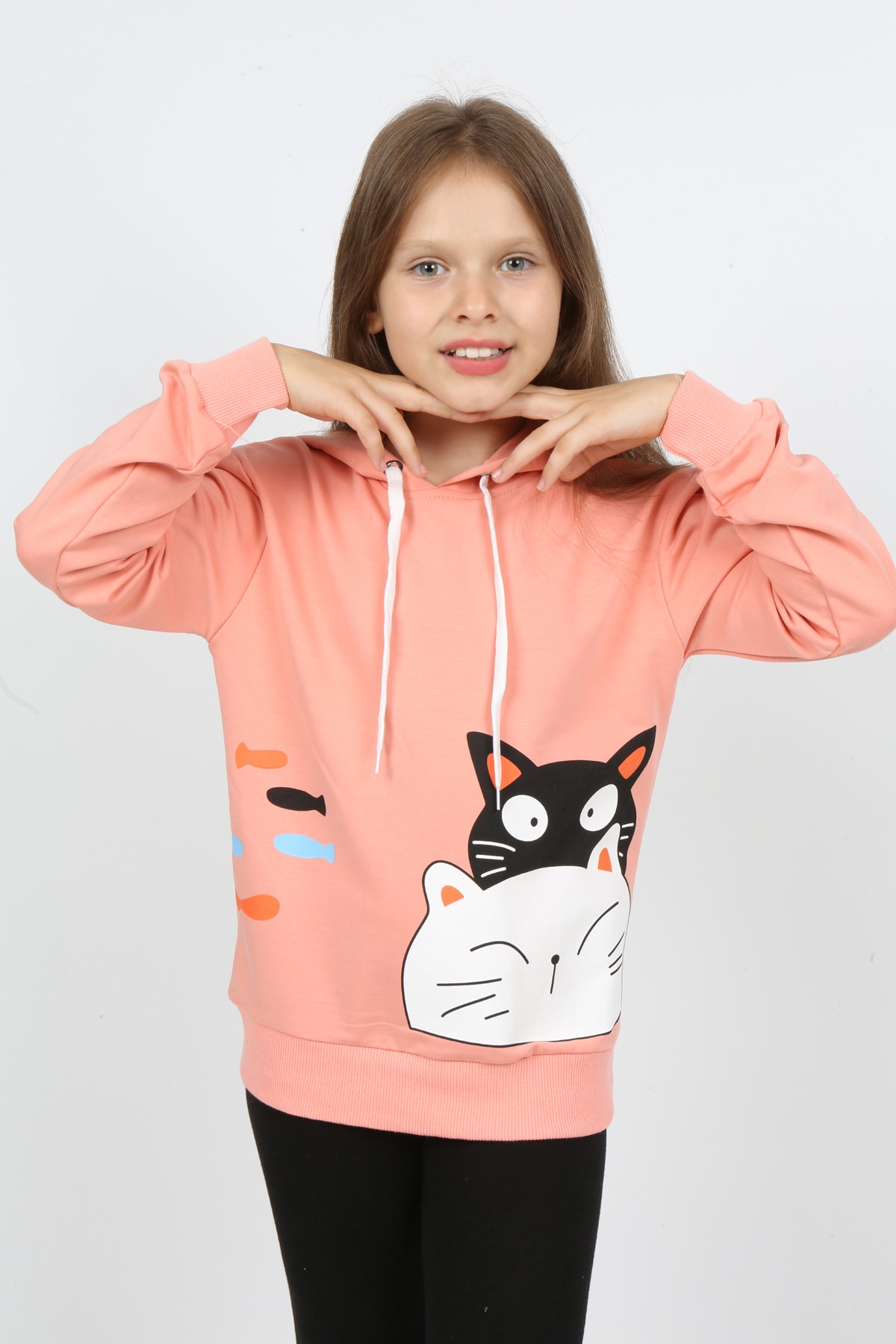 Kız Çocuk Kapüşonlu Baskılı Sweatshirt