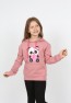 Kız Çocuk Kapüşonlu Cepli Ayıcık Baskılı Sweatshirt