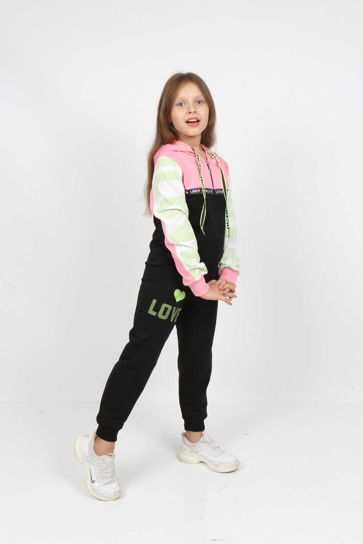 طقم بدلة رياضية بغطاء للرأس وسحاب للأطفال من I&k Şımarık Kids