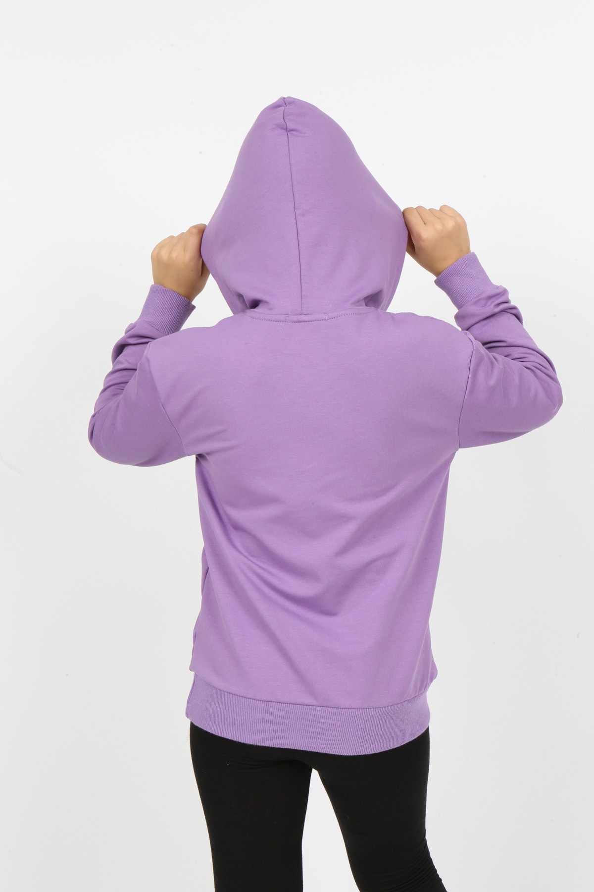 Kız Çocuk Kapüşonlu Cepli Baskılı Sweatshirt