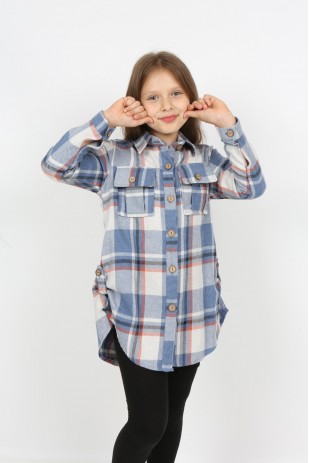 قميص حطاب مزدوج الجيب للفتيات