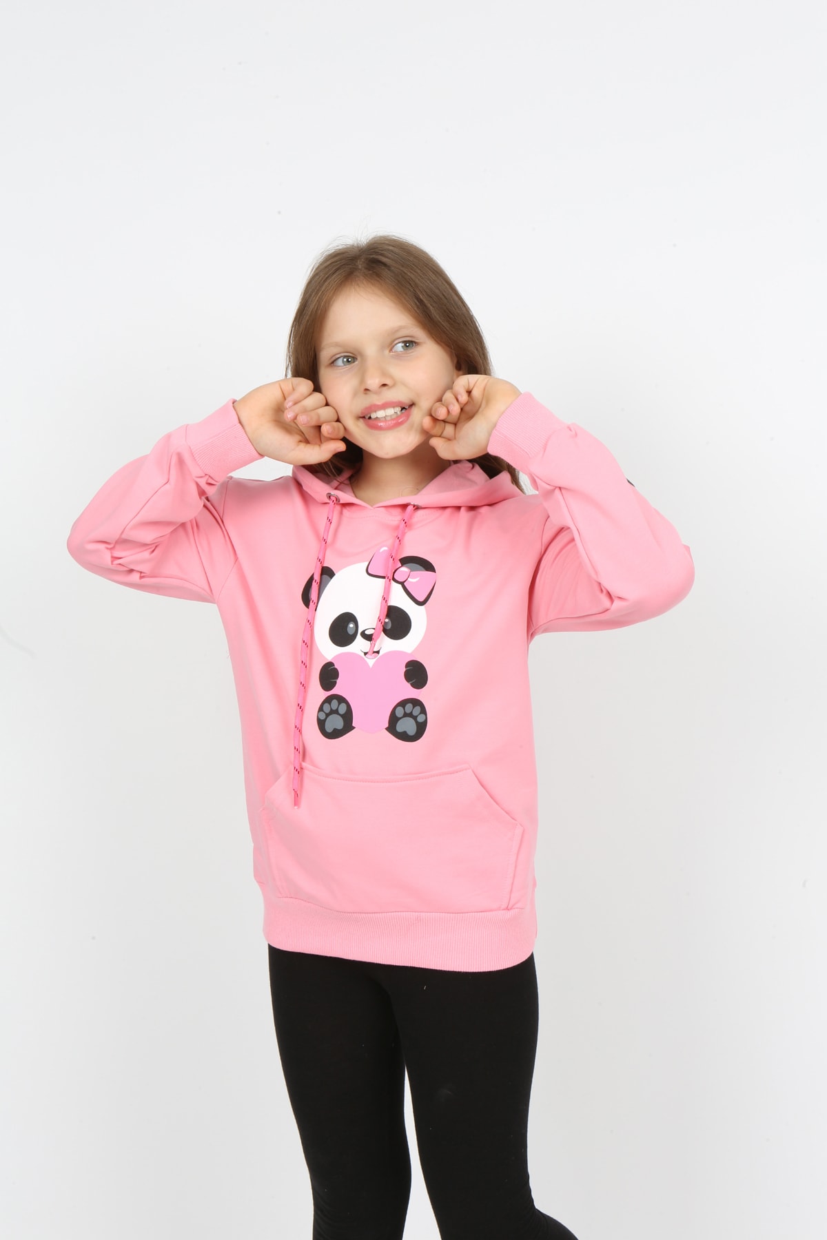 سويت شيرت مطبوع عليه دب تيدي بجيب للفتيات من I&k Şımarık Kids