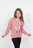 Kız Çocuk Kapüşonlu Cepli Tavşan Baskılı Sweatshirt