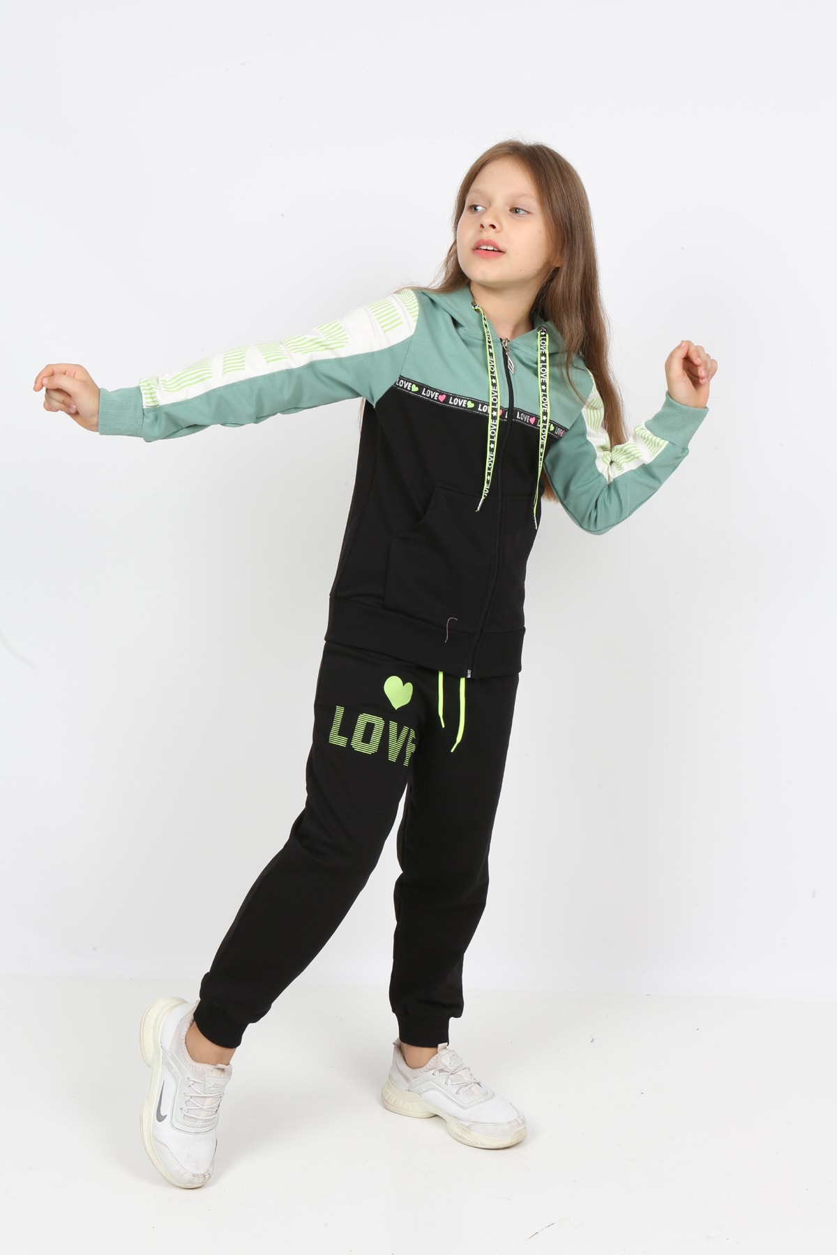 طقم بدلة رياضية بغطاء للرأس وسحاب للأطفال من I&k Şımarık Kids