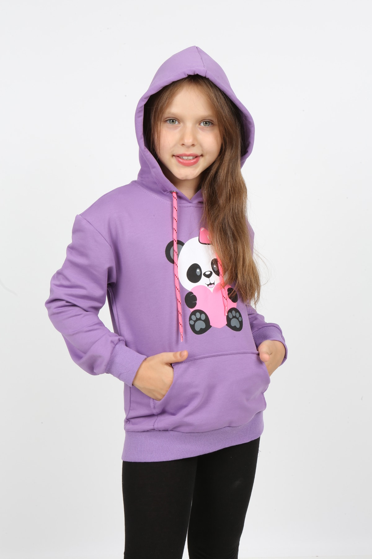 سويت شيرت مطبوع عليه دب تيدي بجيب للفتيات من I&k Şımarık Kids