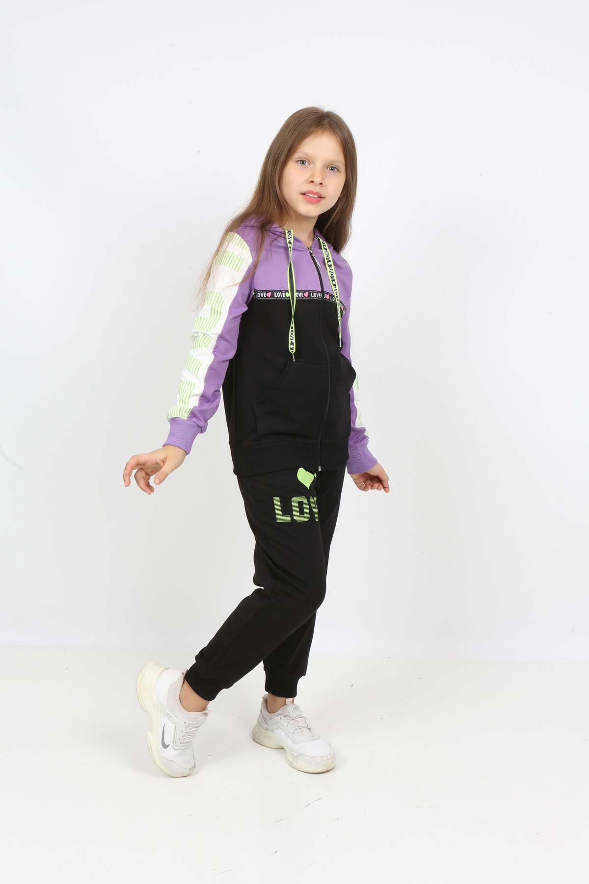 طقم بدلة رياضية بغطاء للرأس وسحاب للأطفال من I&k Şımarık Kids