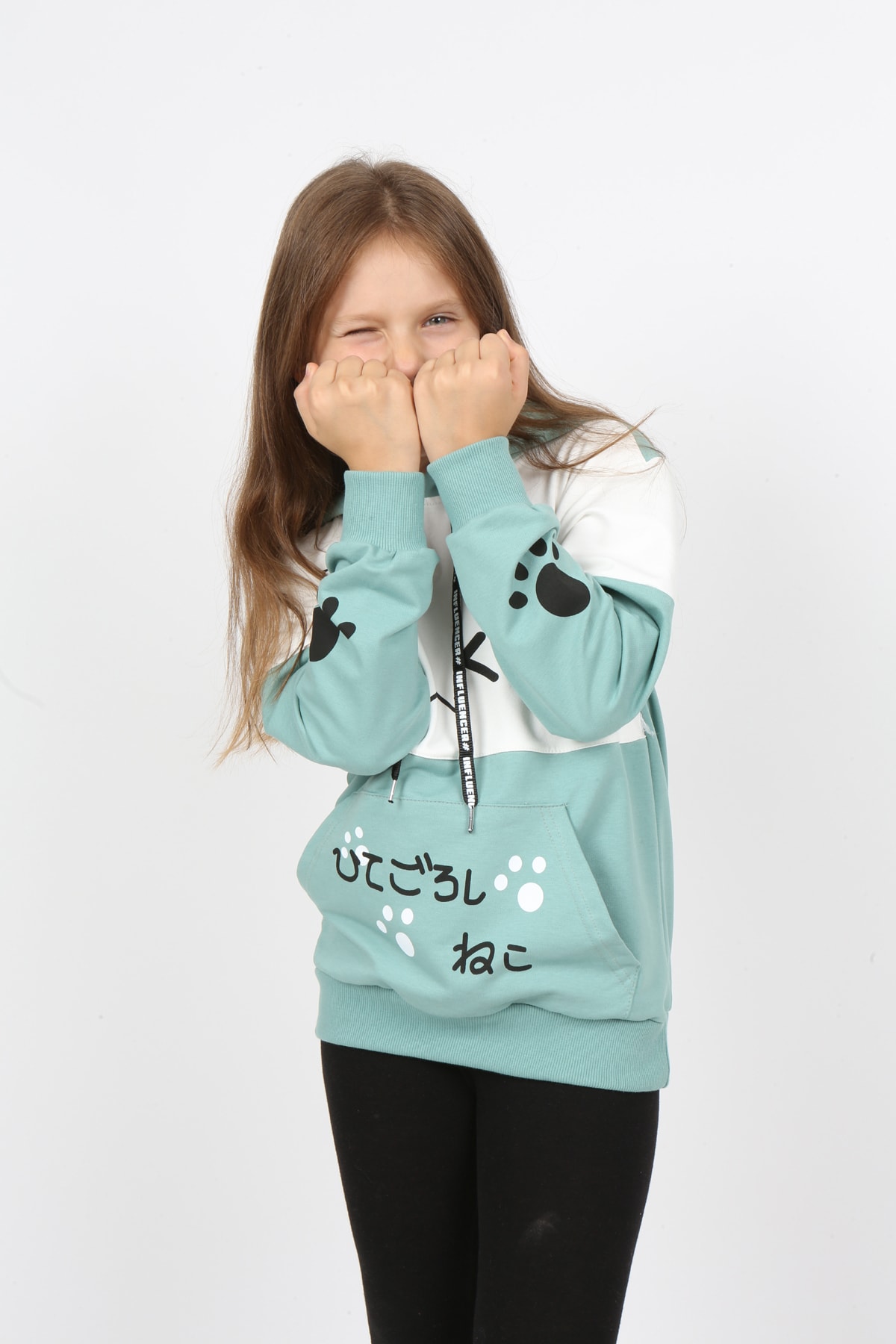 Girls Printed Sweatshirt with Garnished Pocket